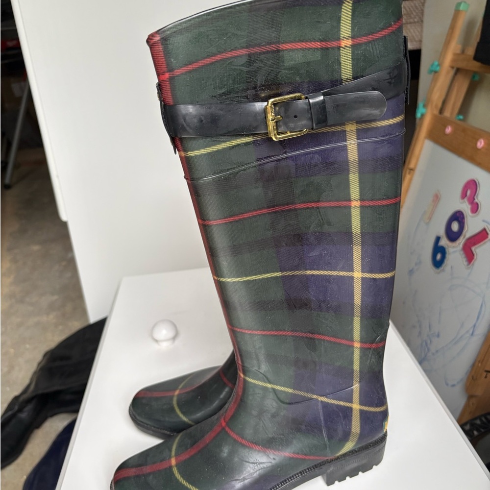 Polo by Ralph Lauren Plaid Winter Rain Boots - Black, Green, Red, Yellow